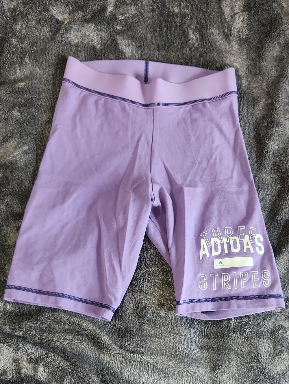 adidas Lavender Athletic Bike Shorts with Three Stripes Logo